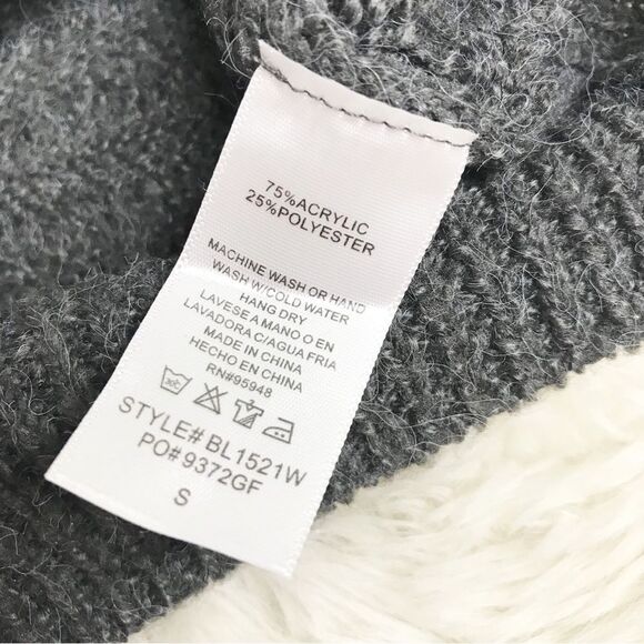 COZY CO Gray Off The Shoulder Sweater Ribbed Chunky Knit Fall Size Small New‎ - Picture 7 of 9